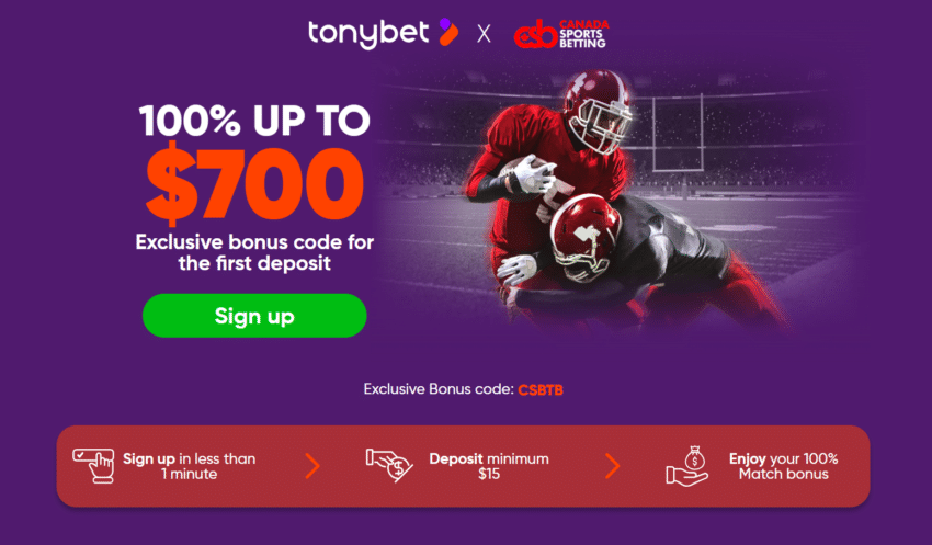 tonybet bonus offer tonybet bonus code CSBTB landing page at Tonybet Canada