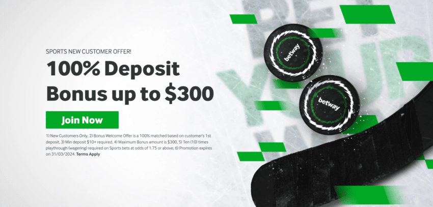Betway promo: 100% deposit match bonus, up to $300 for new customers