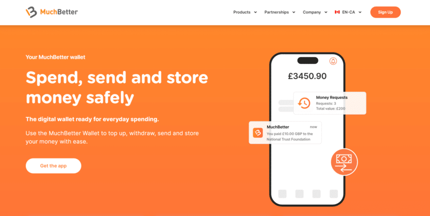 screenshot of the muchbetter app landing page