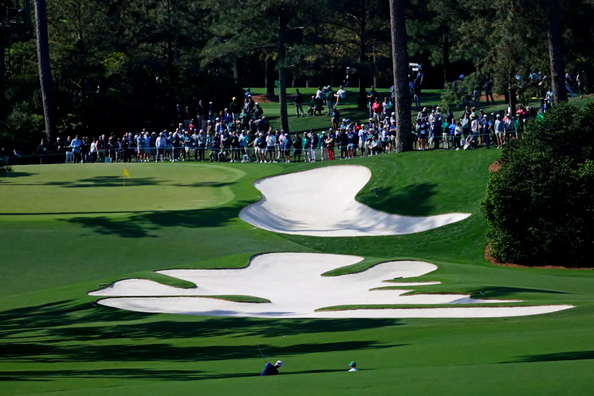 Apr 9, 2025; Augusta, Georgia, USA; Cameron Davis plays on the tenth green during a practice round for the Masters Tournament at Augusta National Golf Club.