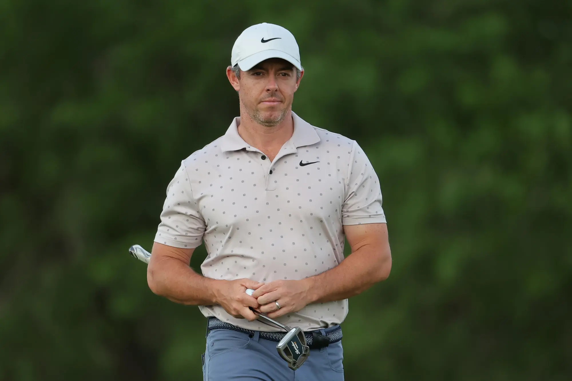 Rory McIlroy of Northern Ireland reacts to a putt on the 11th hole during the second round of the Texas Children's Houston Open 2025 at Memorial Park Golf Course on March 28, 2025 in Houston, Texas.