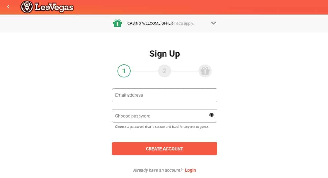 LeoVegas Casino Create New Account