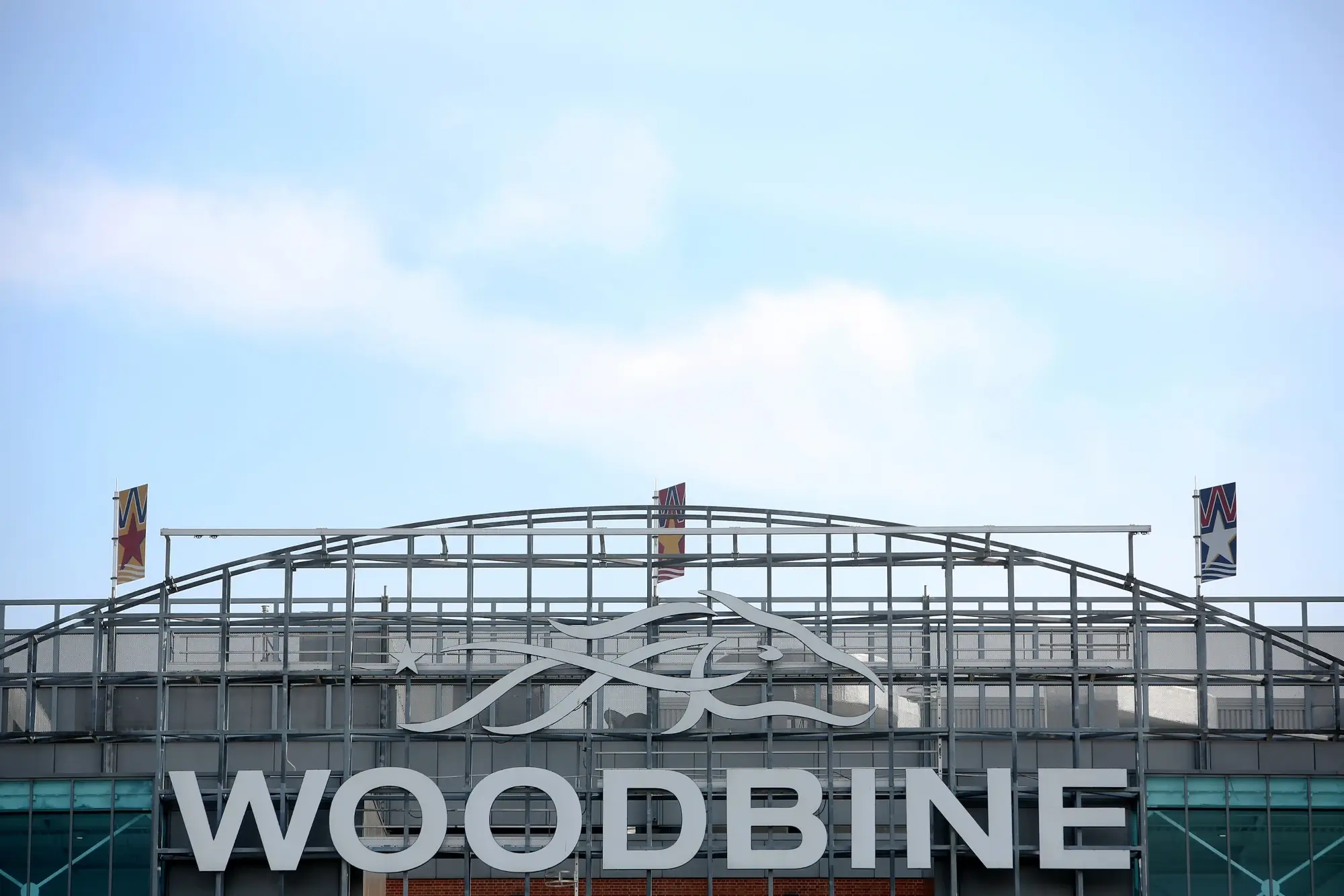 A view of the main sign above Woodbine racetrack.
