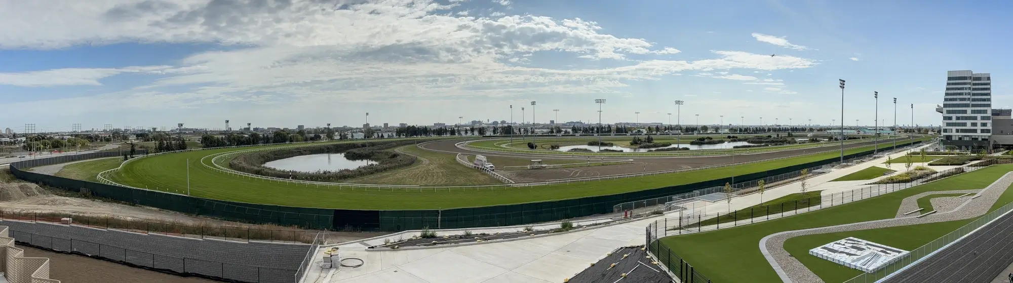 An aerial view of Woodbine's racetracks.
