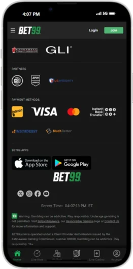 BET99 mobile app Payment Methods