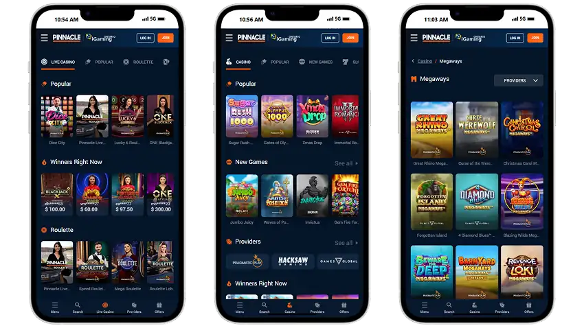 Pinnacle Casino Game Selection