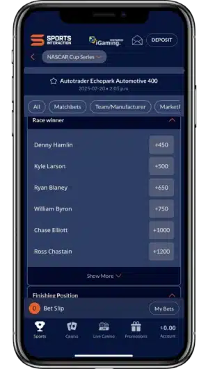 Sports Interaction NASCAR Automotive 400 Odds