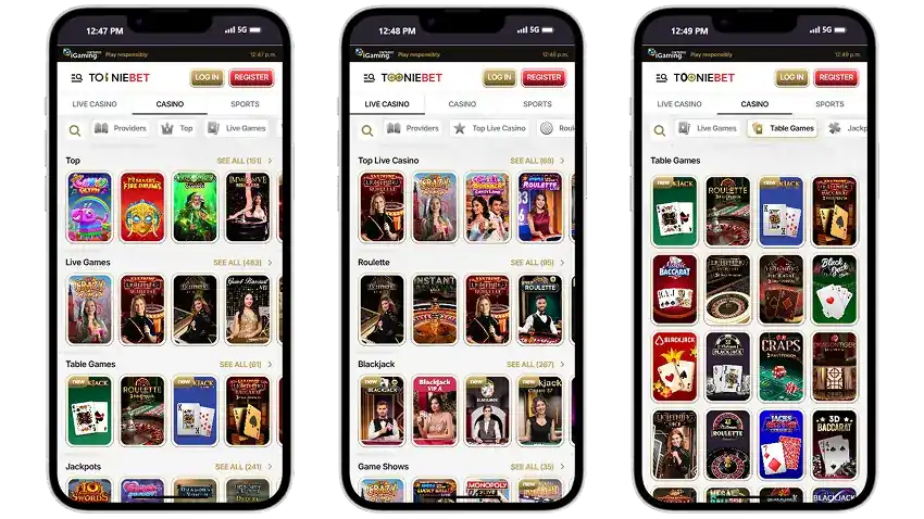 Tooniebet Casino Games