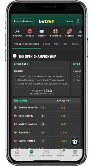 bet365 mobile app Home Screen