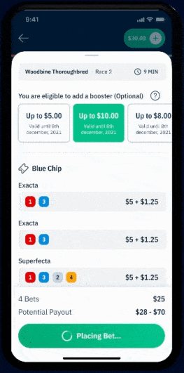 Multiple screenshots of Dark Horse Bets mobile app